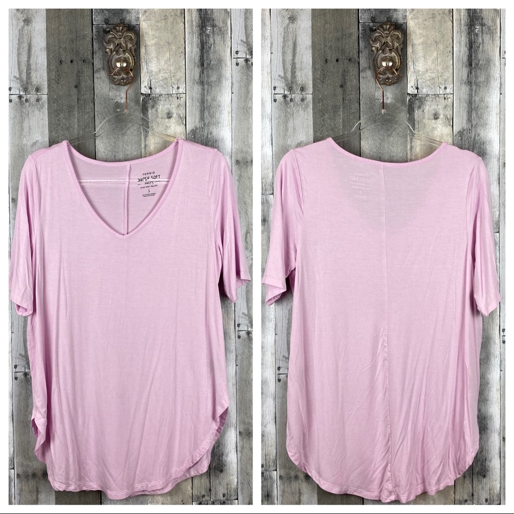Torrid Super Soft Pink Favorite Tunic Tee Size 1 - Picture 3 of 13